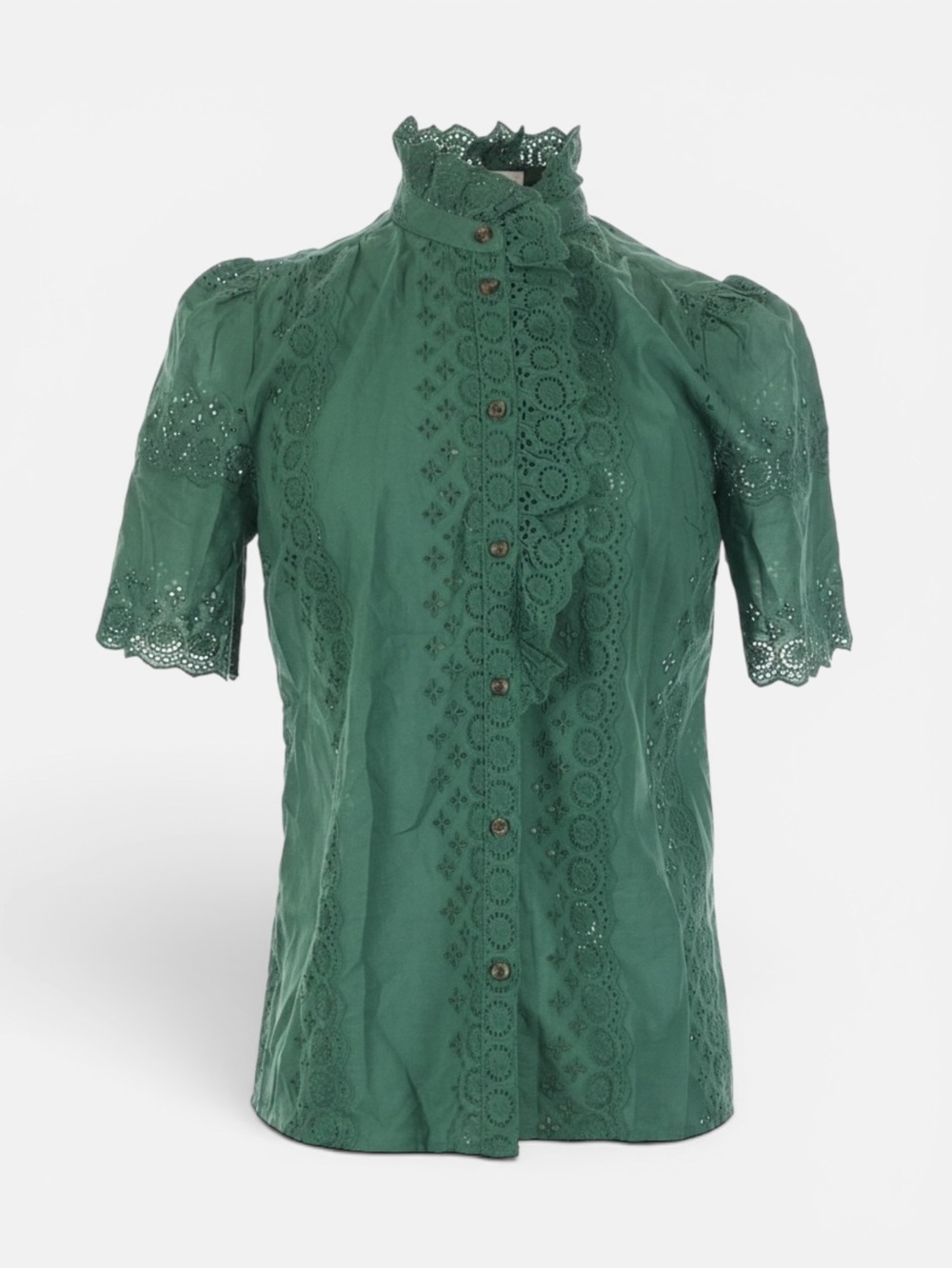 Sézane Dalhia Shirt in Bottle Green FR 36 / US 4 - Picture 4 of 11